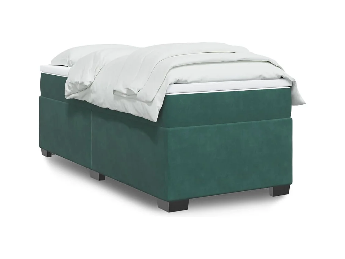 Cama com molas/colchão 80x200 cm veludo verde-escuro