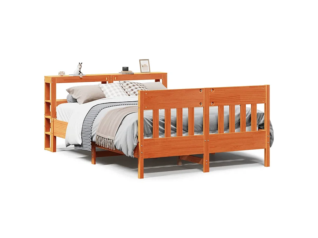 Letto senza Materasso Marrone Cera 135x190 cm in Legno di Pino