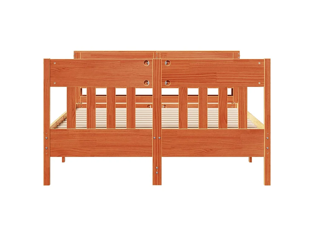 Letto senza Materasso Marrone Cera 135x190 cm in Legno di Pino
