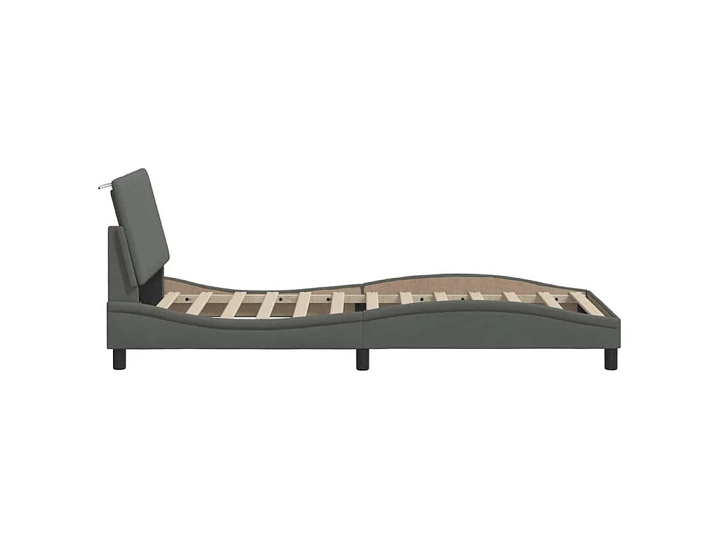 Estructura de cama sin colchón Hanko tela gris oscuro 80x200 cm
