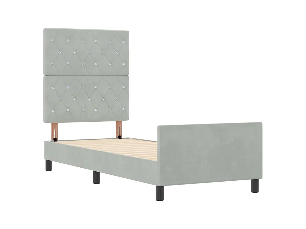 Cadre de lit avec tête de lit Gris clair 80 x 200 cm Velours