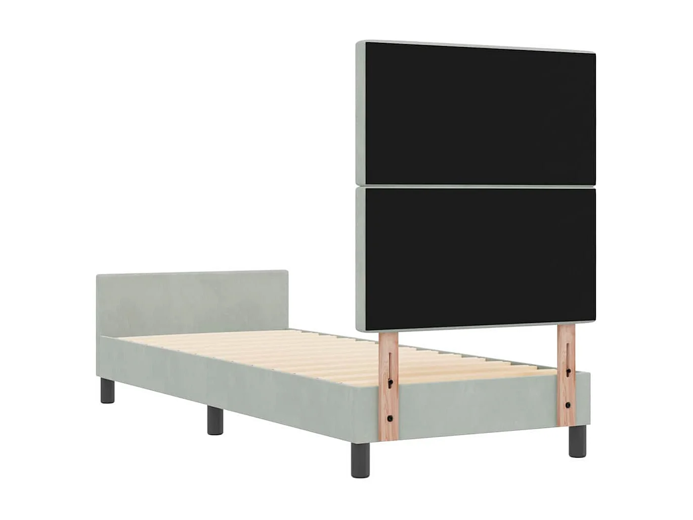 Lit à ressorts avec tête de lit Gris clair 80 x 200 cm Velours