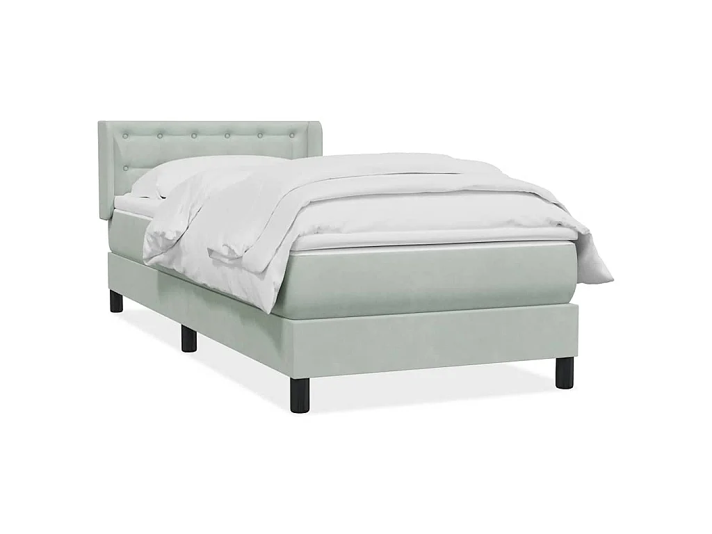 Boxspringbett mit Matratze Hellgrau 80x210 cm Samt