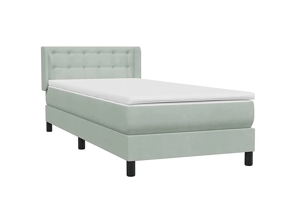 Boxspringbett mit Matratze Hellgrau 80x210 cm Samt