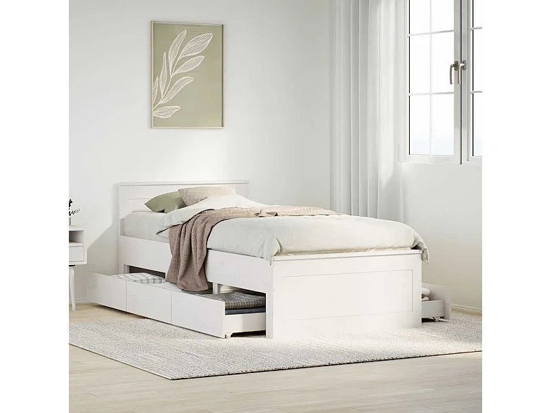 Cadre de lit sans matelas avec tête de lit 75x190 cm pin massif