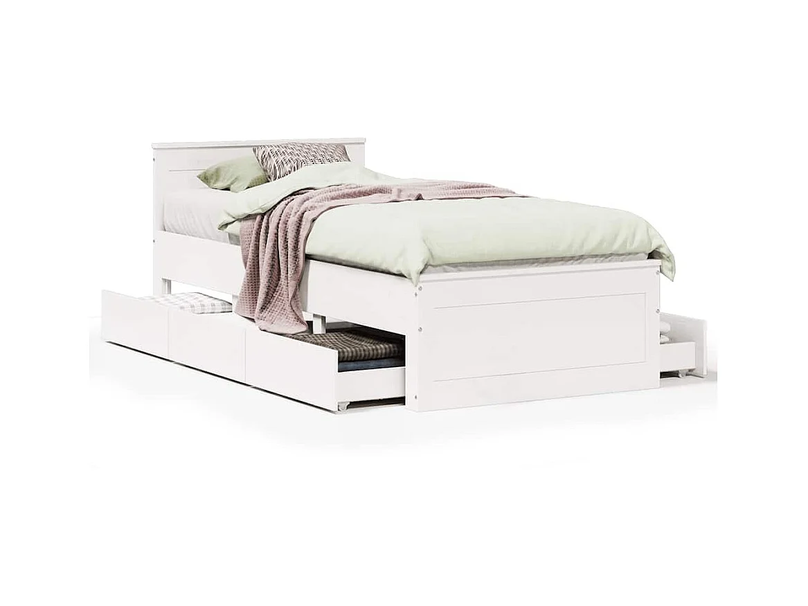 Cadre de lit sans matelas avec tête de lit 75x190 cm pin massif