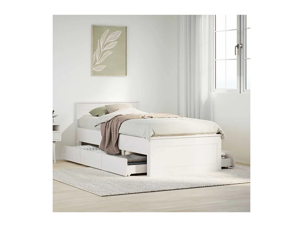 Cadre de lit sans matelas avec tête de lit 75x190 cm pin massif