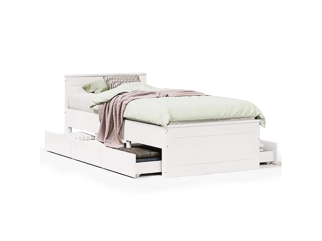 Giroletto senza Materasso con Testiera Bianco 75x190 cm Pino