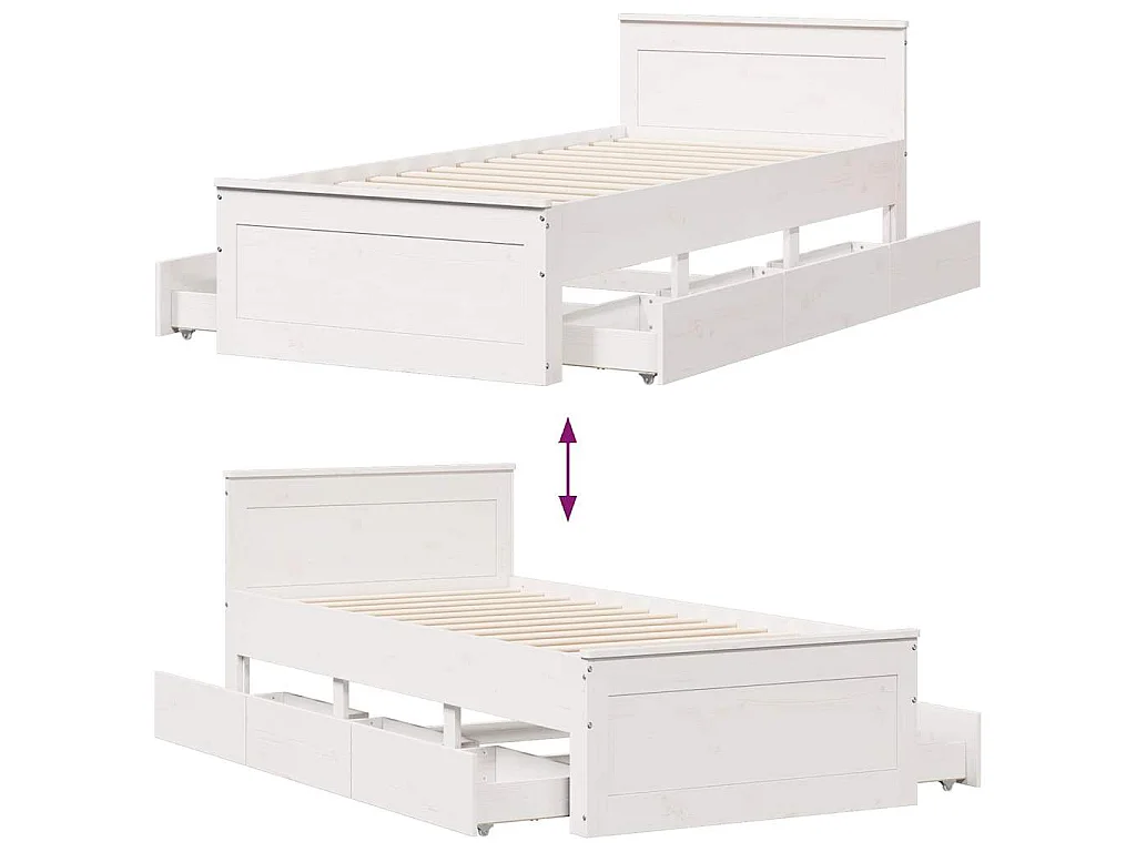 Giroletto senza Materasso con Testiera Bianco 75x190 cm Pino