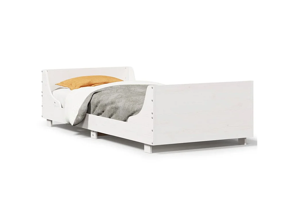 Bedframe zonder matras massief grenenhout wit 75x190 cm