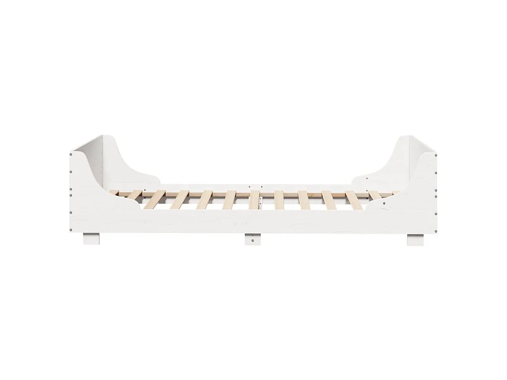 Bedframe zonder matras massief grenenhout wit 75x190 cm