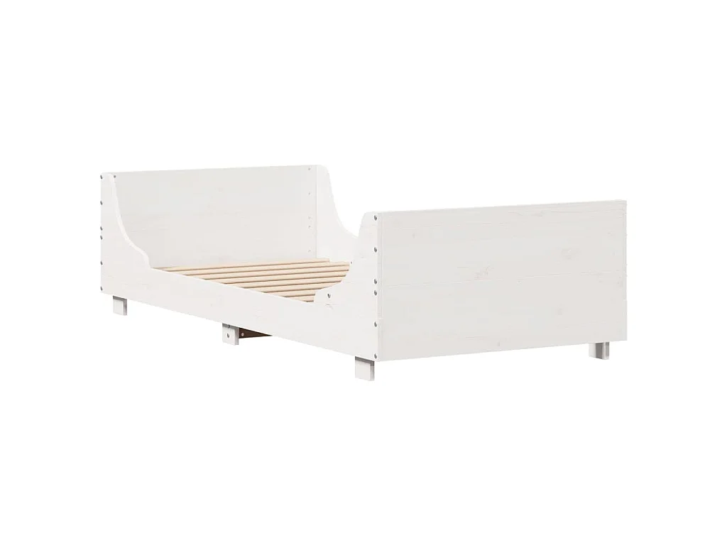 Bedframe zonder matras massief grenenhout wit 75x190 cm