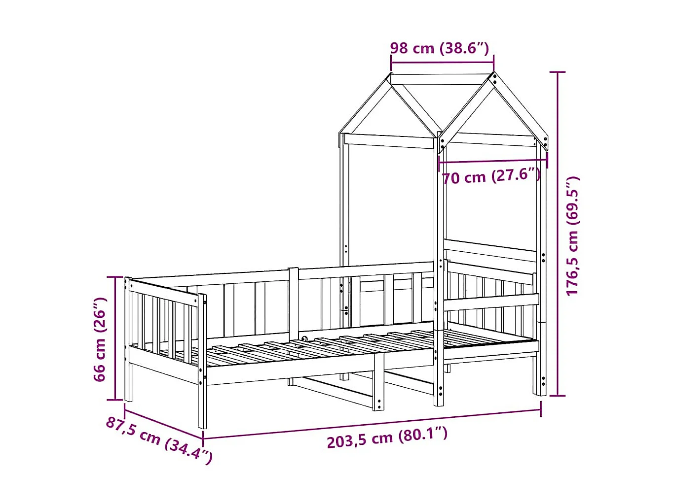 Sofá cama madera maciza de pino blanco 80x200 cm