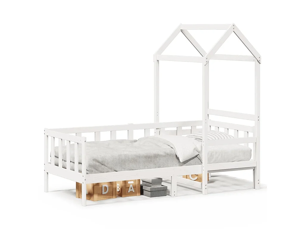 Lit de jour avec toit sans matelas blanc 80x200 cm bois massif