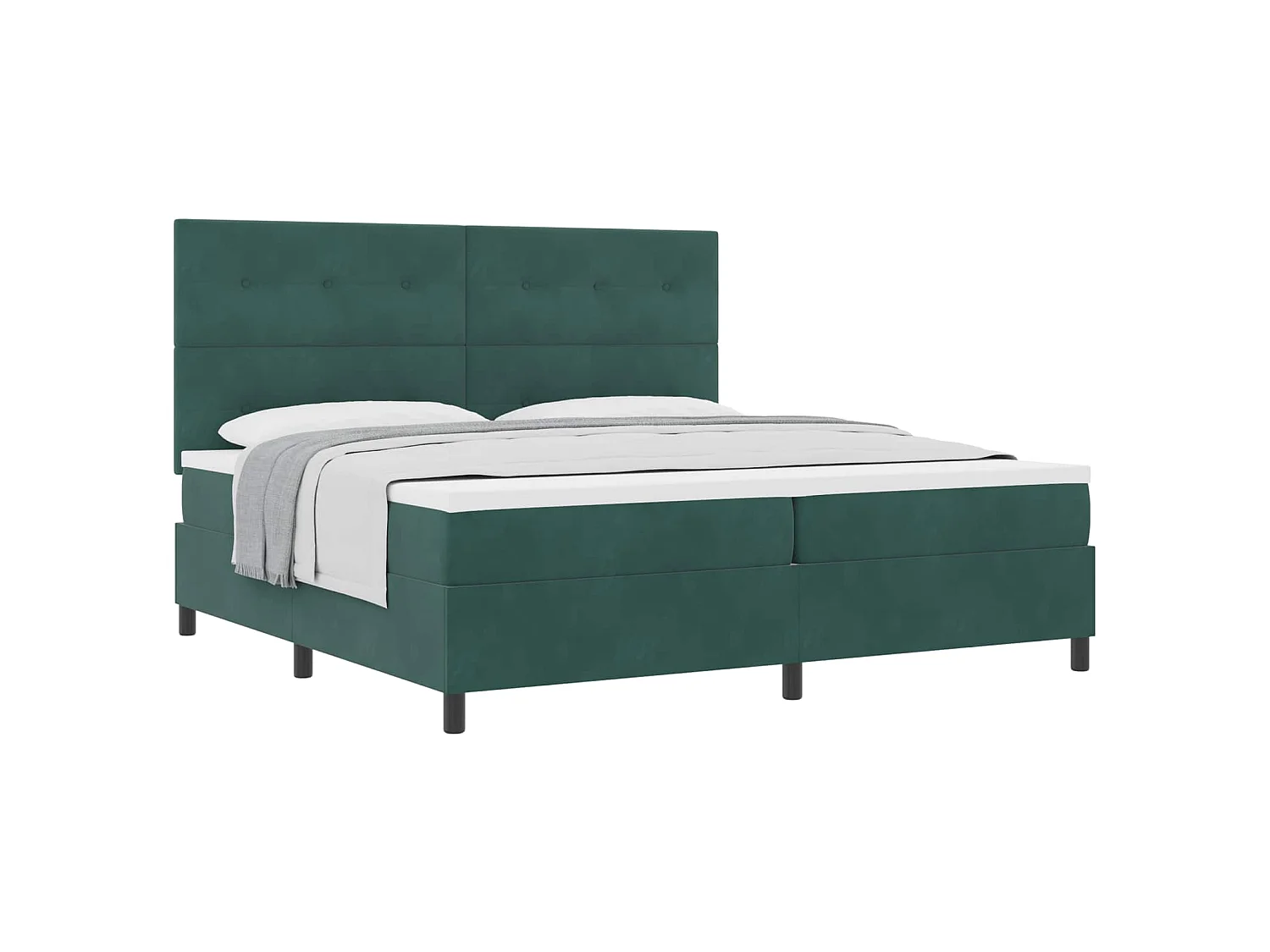 Letto a molle con testiera Verde Scuro 200 x 200 cm Velluto