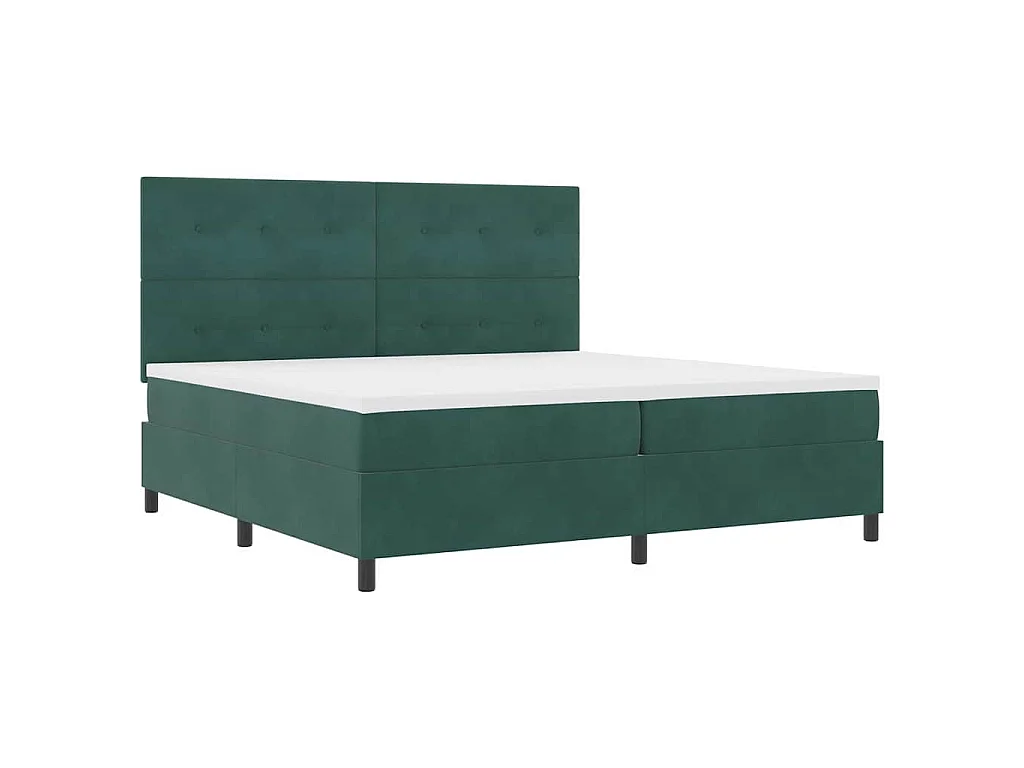 Letto a molle con testiera Verde Scuro 200 x 200 cm Velluto