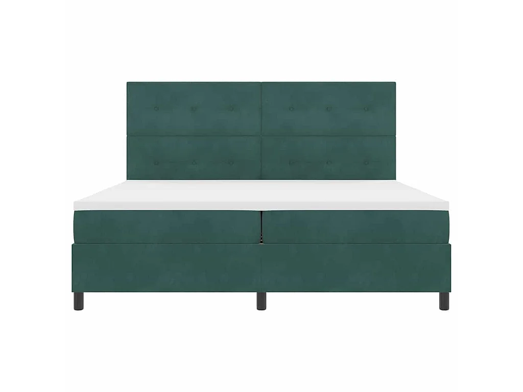 Letto a molle con testiera Verde Scuro 200 x 200 cm Velluto
