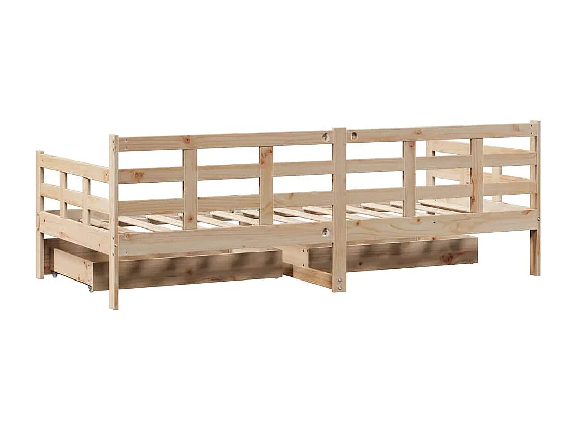 Sofá cama con cajones madera maciza de pino 80x200 cm
