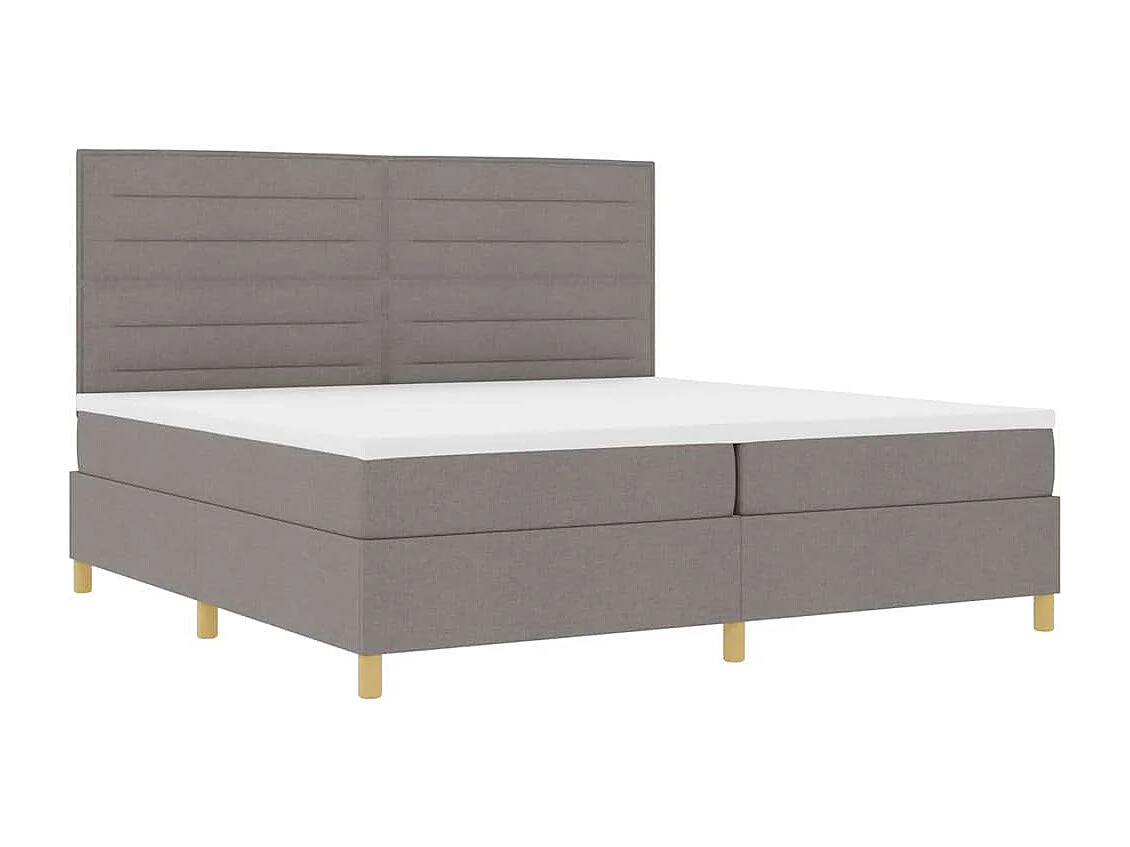 Lit à ressorts avec matelas Taupe 200 x 200 cm tissu