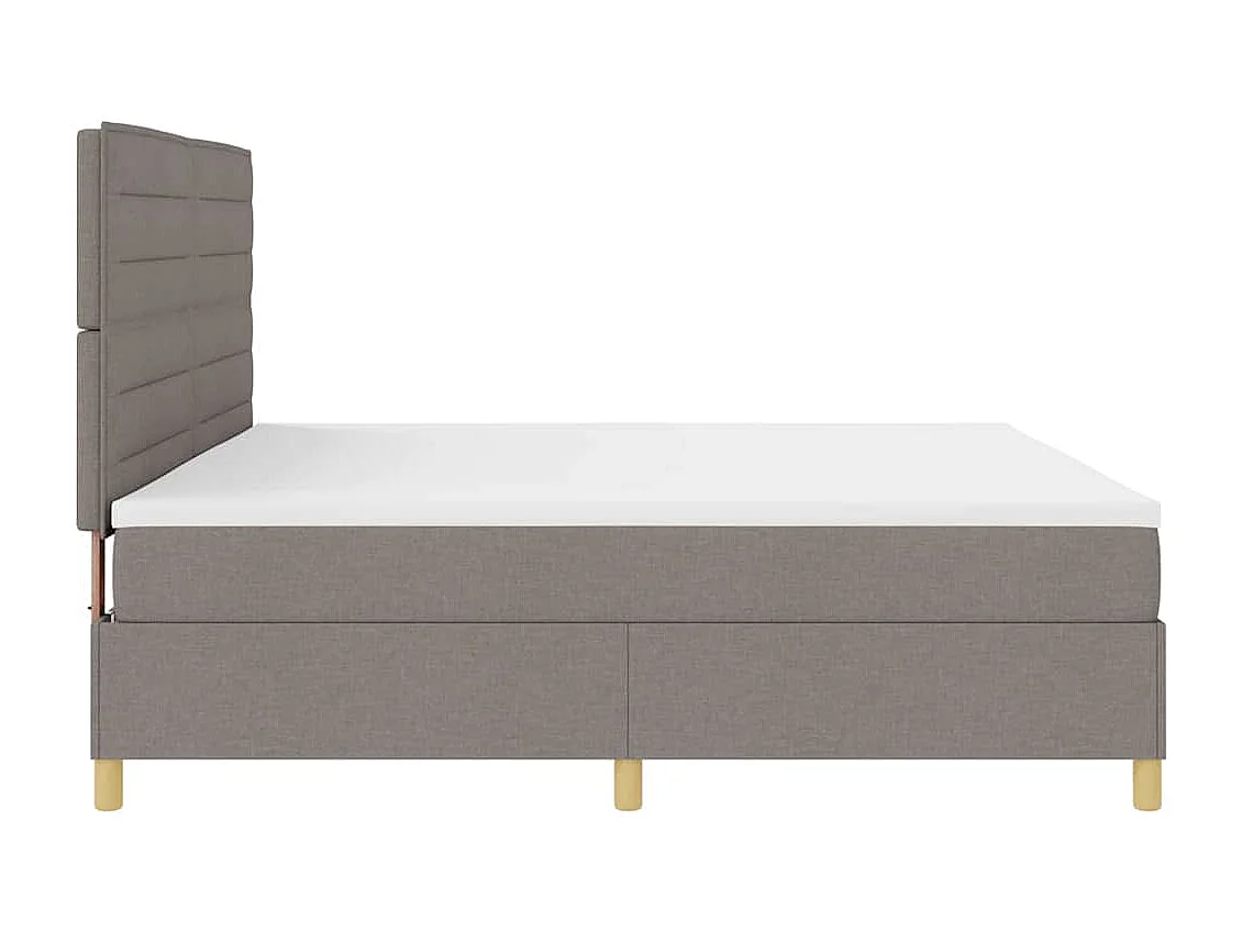 Lit à ressorts avec matelas Taupe 200 x 200 cm tissu