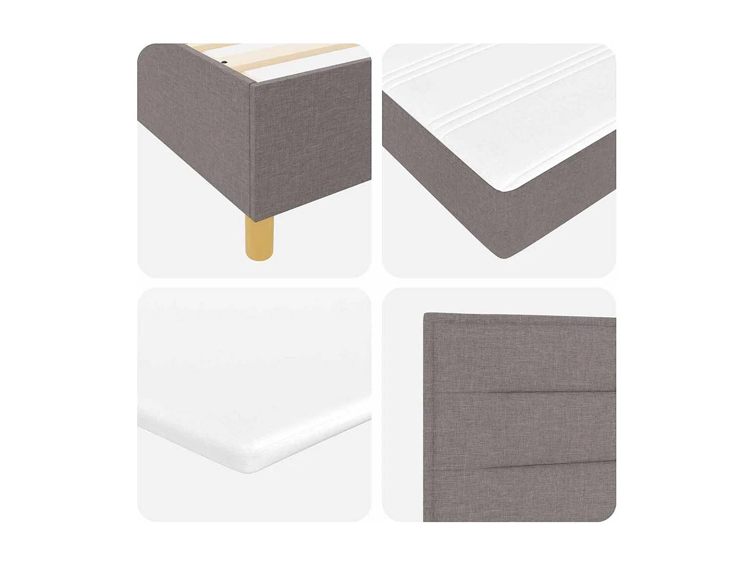 Lit à ressorts avec matelas Taupe 200 x 200 cm tissu