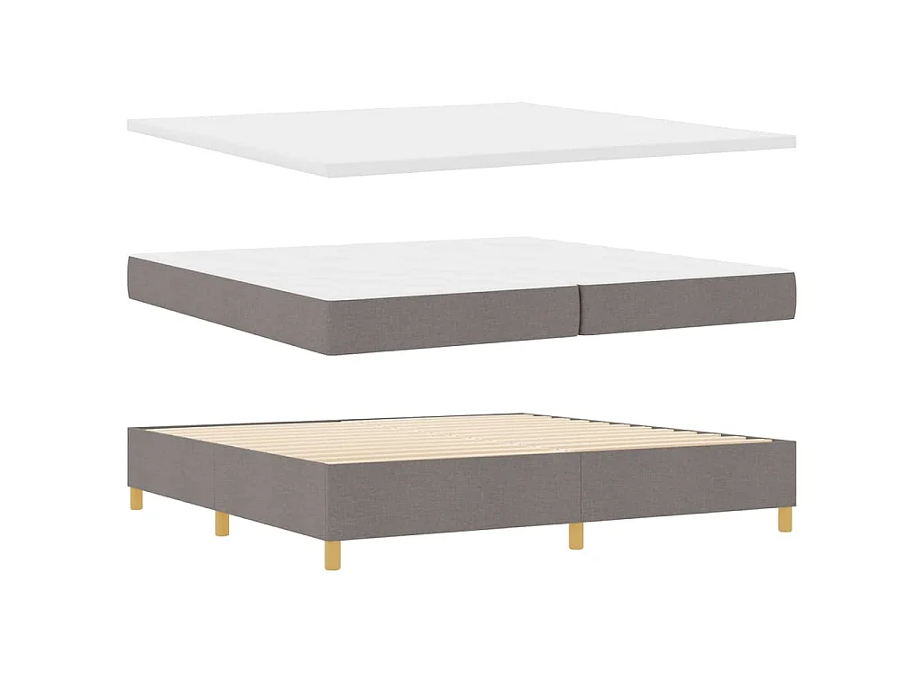 Cama Box com colchão Cinzento-acastanhado 200 x 200 cm tecido