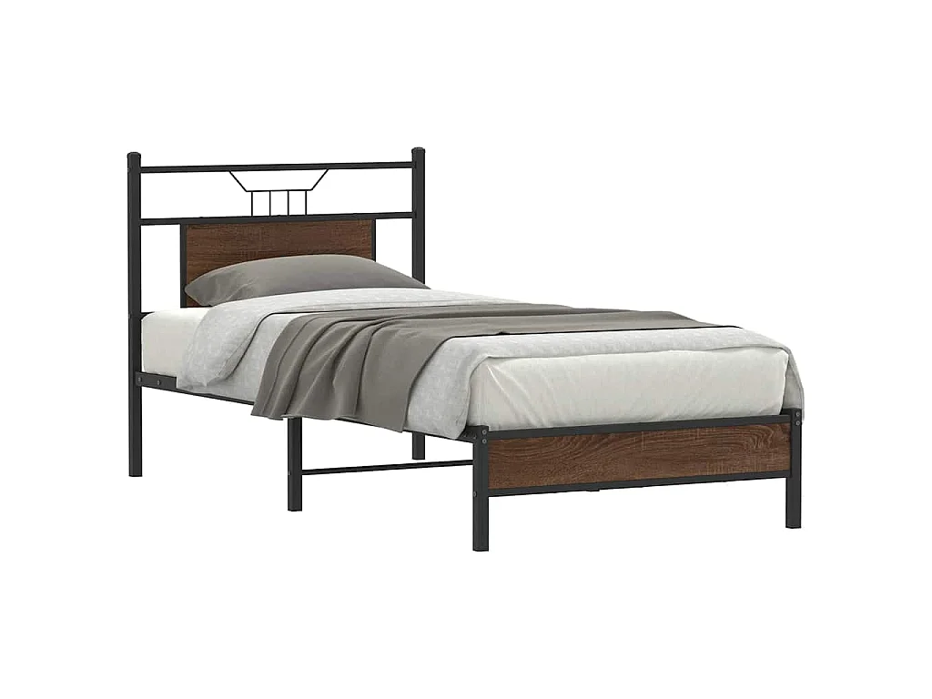 Cadre de lit sans matelas chêne marron 75x190cm bois ingénierie