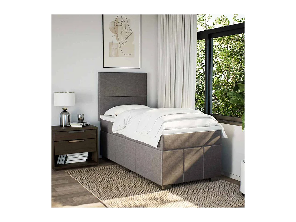 Sommier à lattes de lit avec matelas Taupe 80x200 cm Tissu
