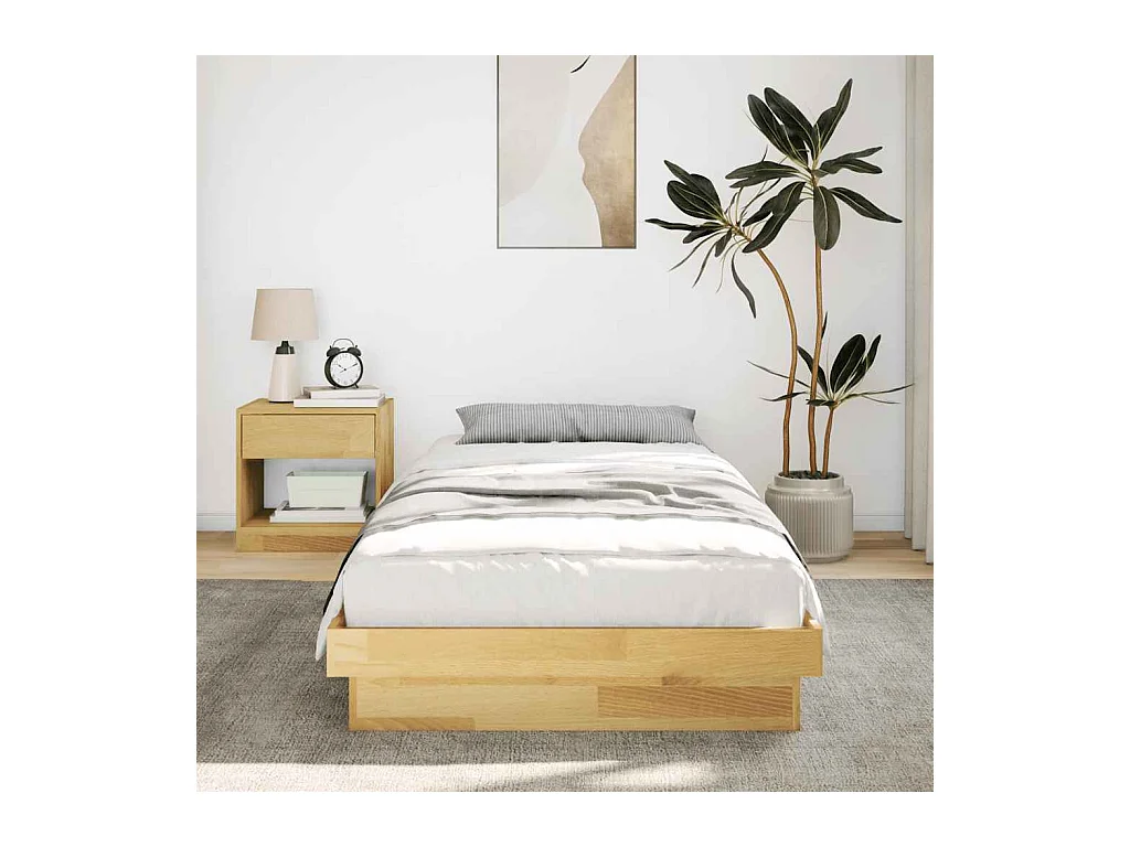 Cadre de lit sans matelas 80x200 cm bois massif de chêne