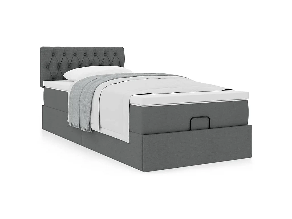 Ottoman bed met matras 80x200cm stof donkergrijs