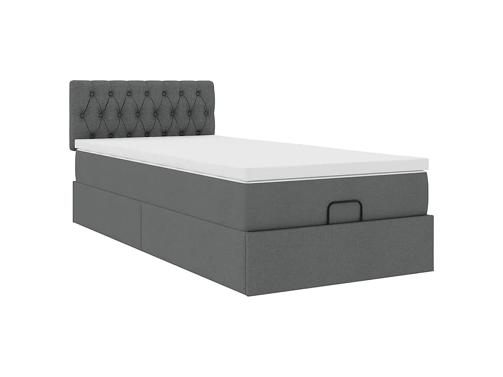 Ottoman bed met matras 80x200cm stof donkergrijs