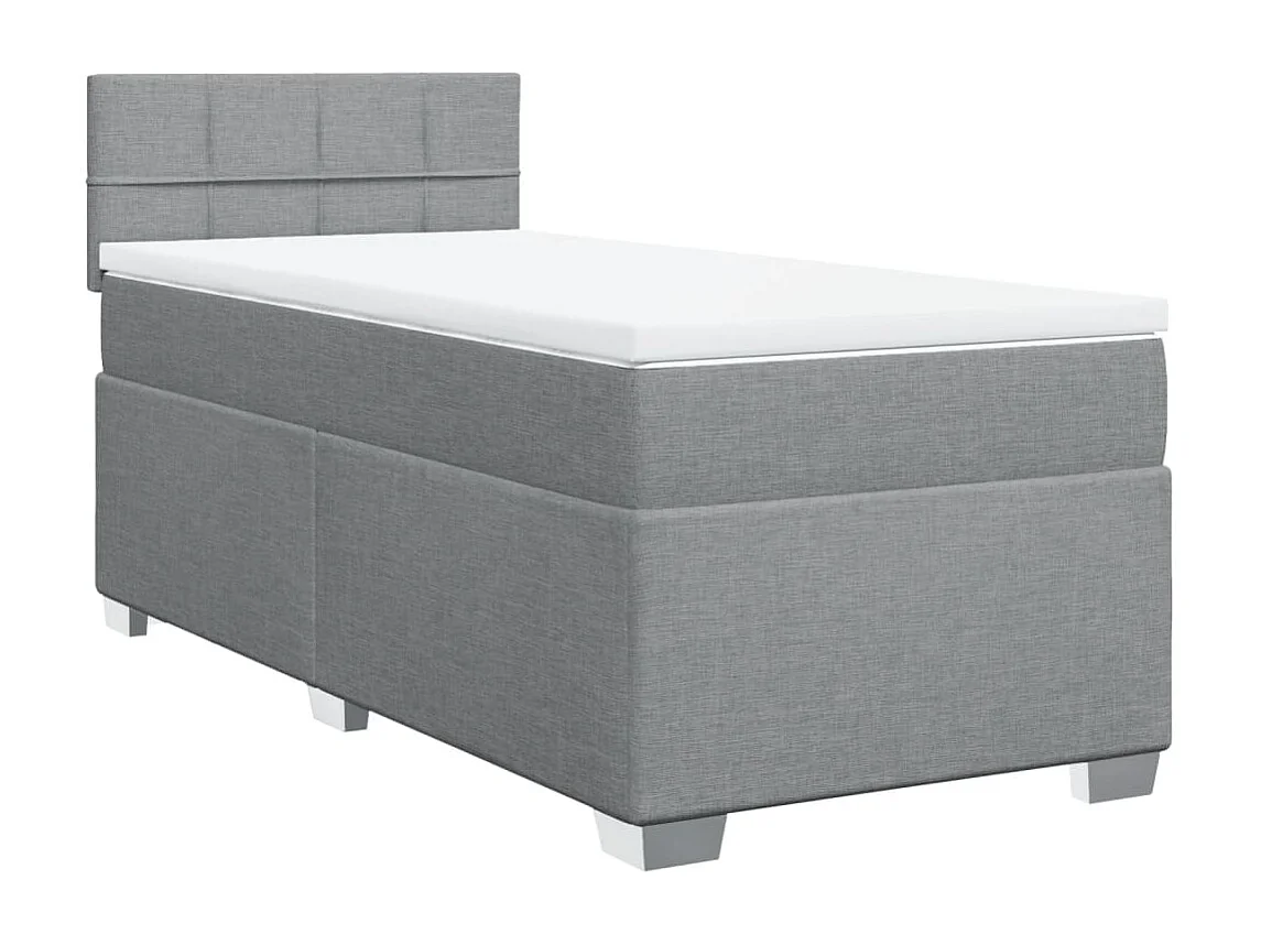 Boxspringbett mit Matratze Hellgrau 80x200 cm Stoff
