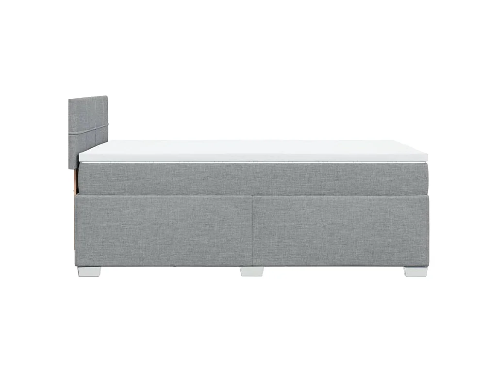 Cama box spring con colchón tela gris claro 80x200 cm
