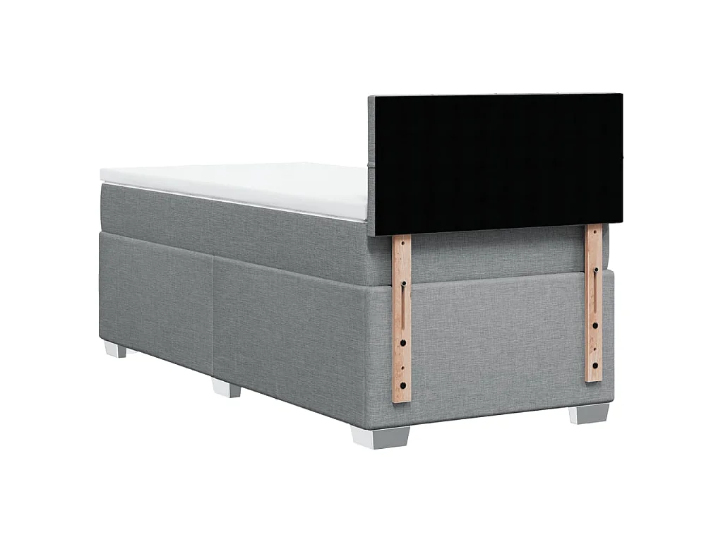 Cama box spring con colchón tela gris claro 80x200 cm