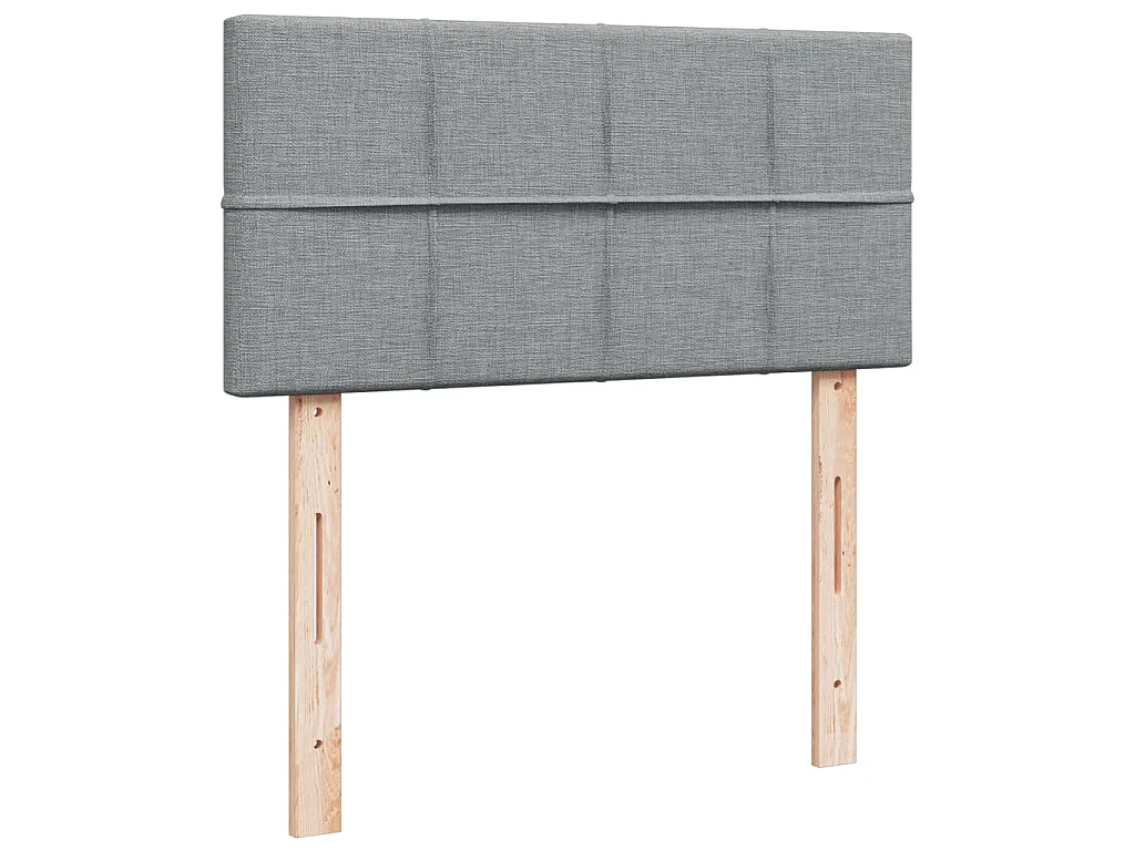 Cama box spring con colchón tela gris claro 80x200 cm