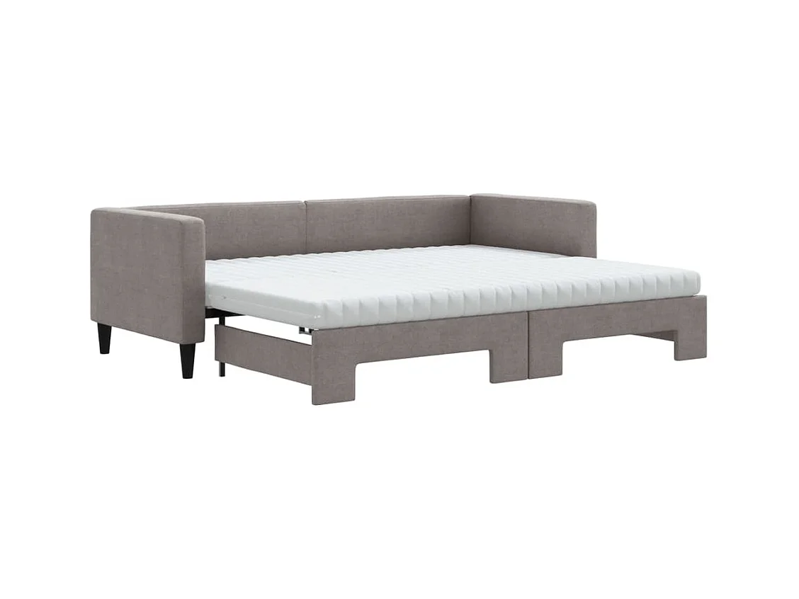 Divano Letto Estraibile con Materassi Tortora 80x200 cm Tessuto