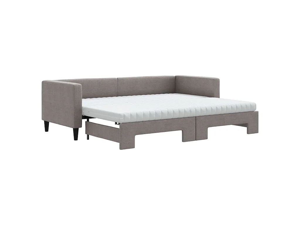 Divano Letto Estraibile con Materassi Tortora 80x200 cm Tessuto
