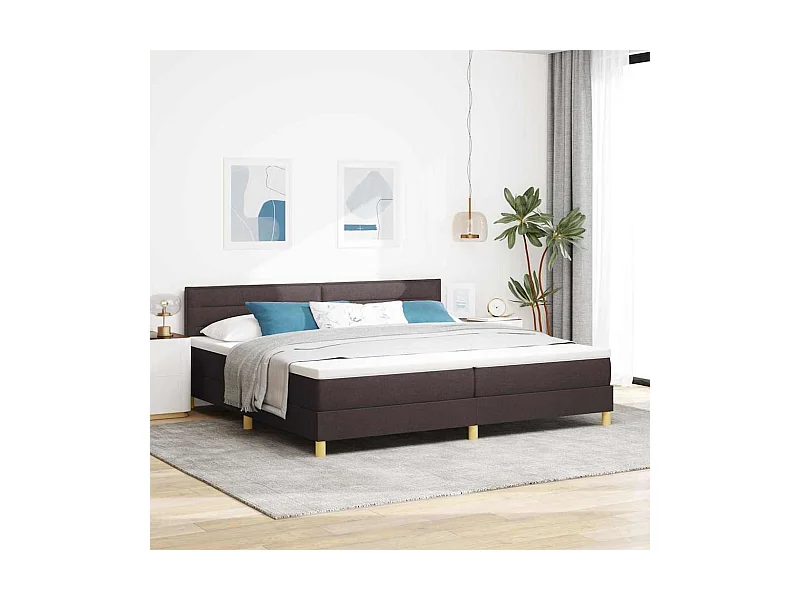 Lit boxspring avec matelas Marron foncé 200 x 200 cm tissu