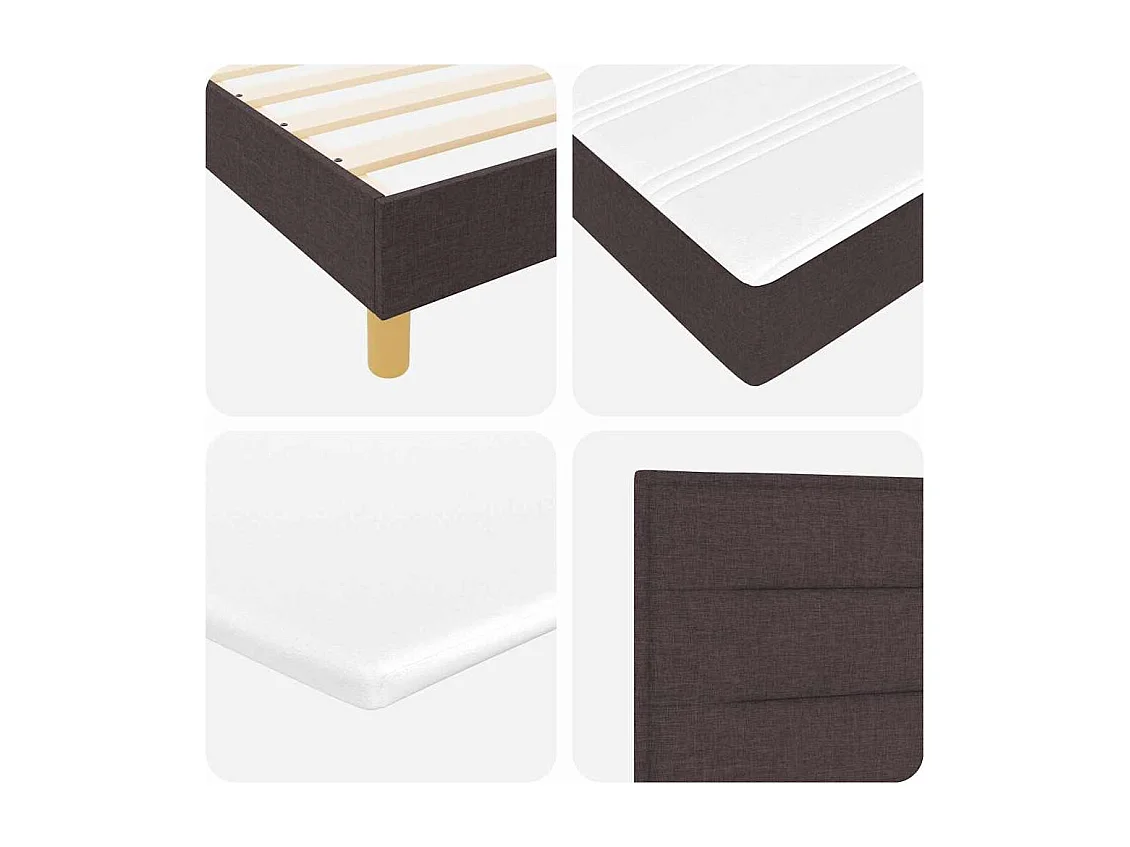 Lit à ressorts avec matelas Marron foncé 200 x 200 cm tissu