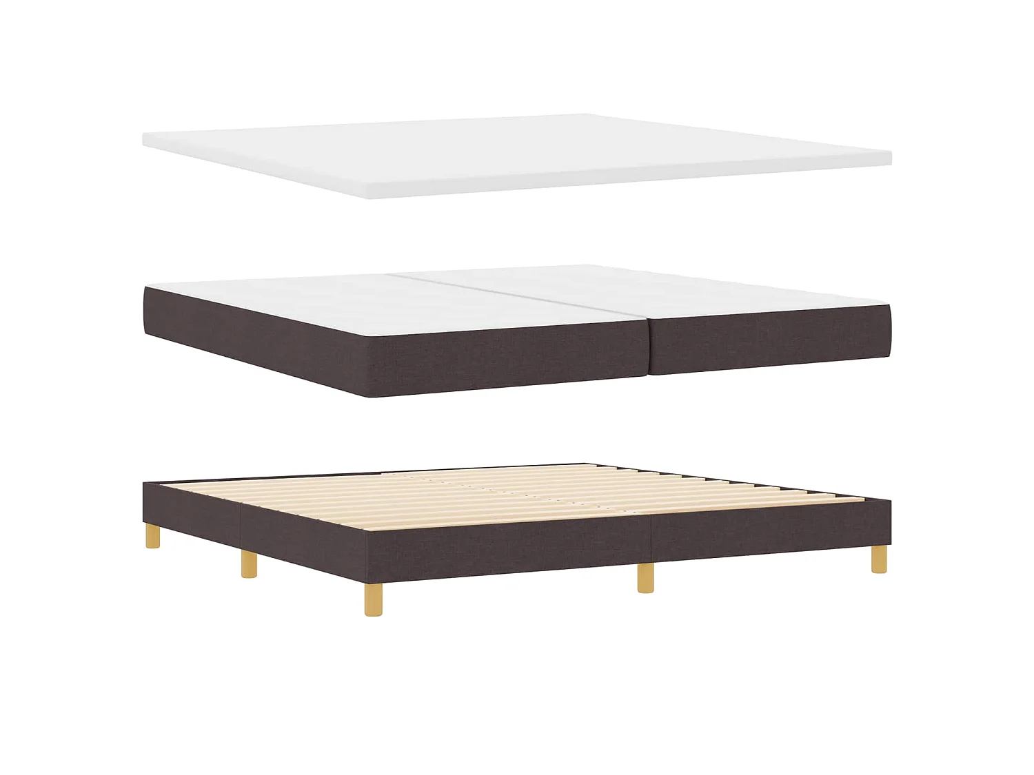 Letto a molle con cuscino Marrone Scuro 200 x 200 cm Tessuto