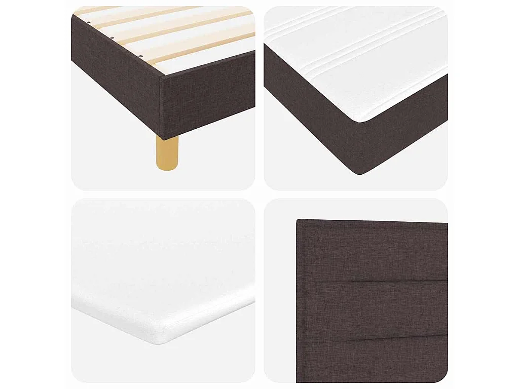 Letto a molle con cuscino Marrone Scuro 200 x 200 cm Tessuto