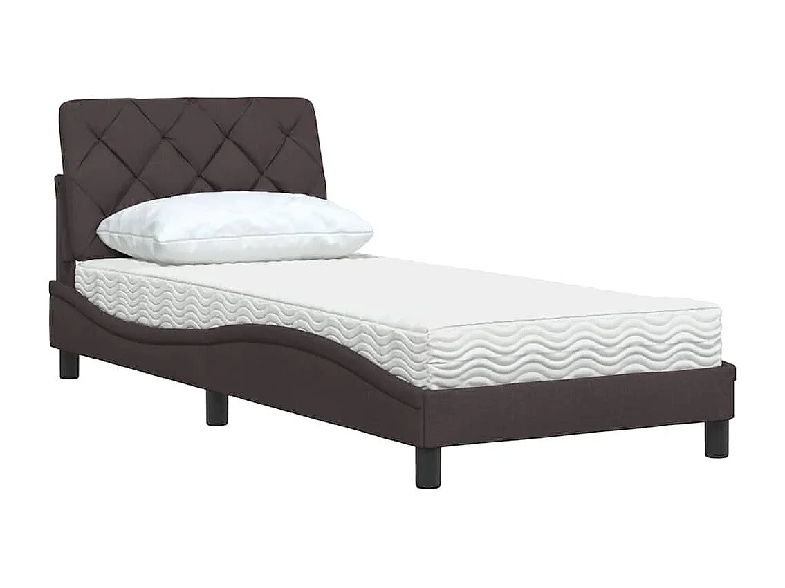 Lit avec matelas marron foncé 80x200 cm tissu