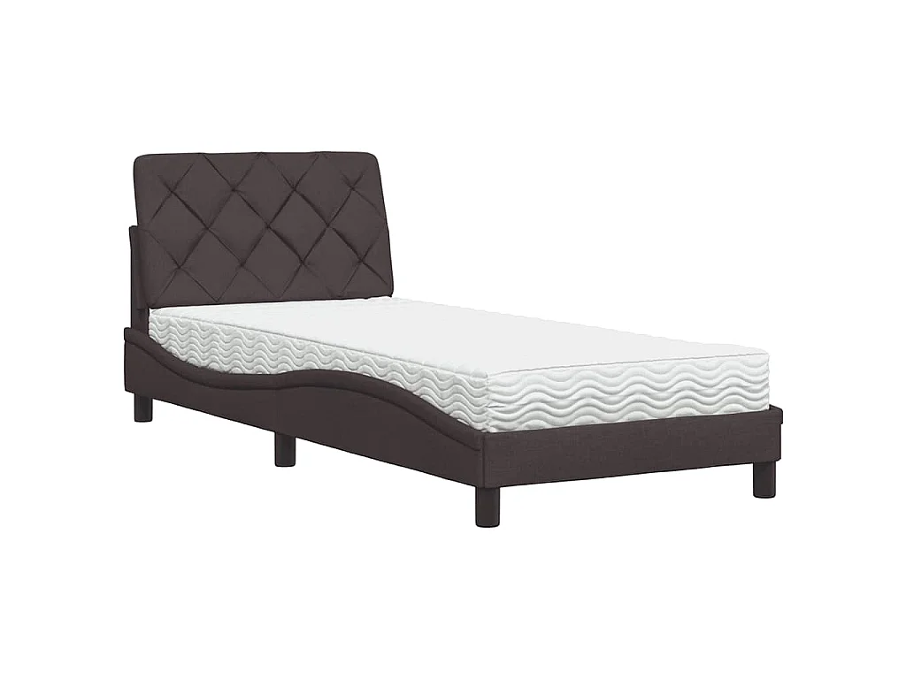 Bed met matras stof donkerbruin 80x200 cm