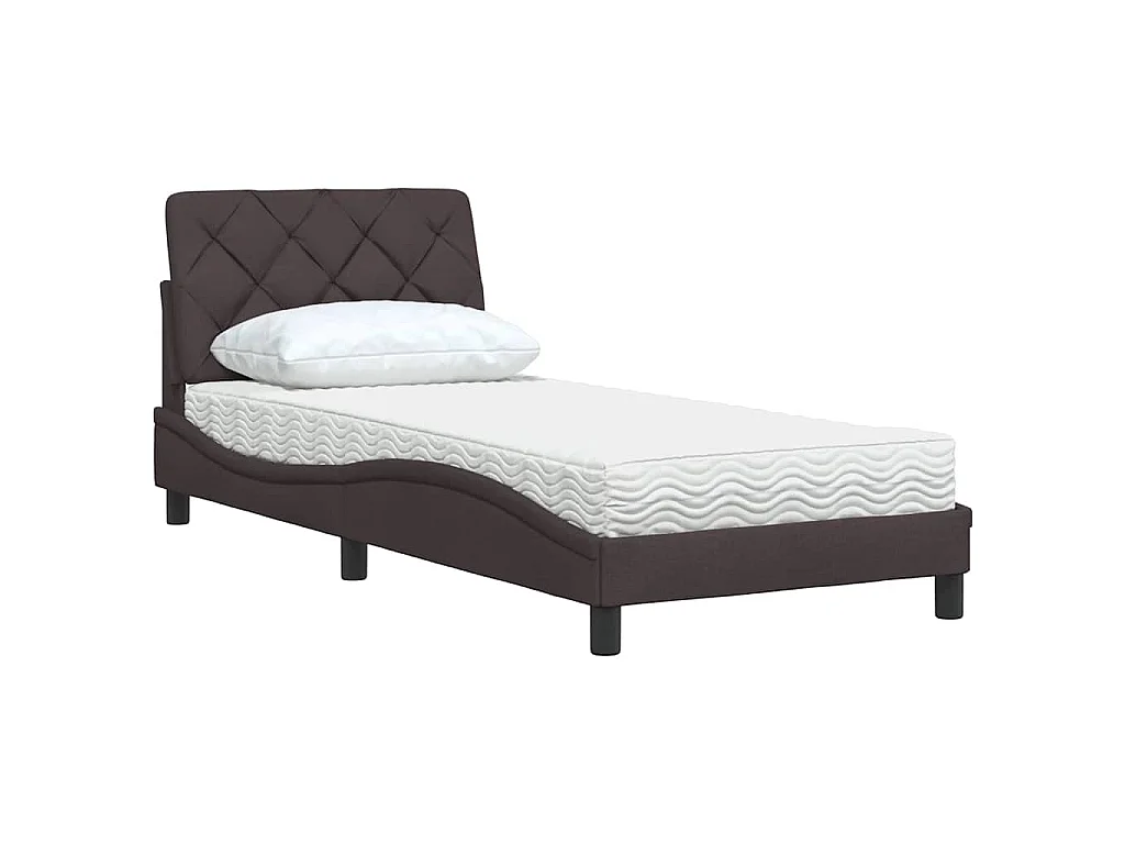 Bed met matras stof donkerbruin 80x200 cm
