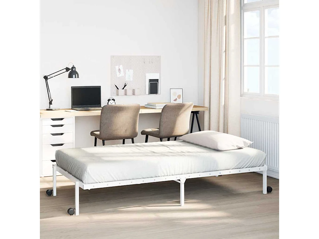 Bedframe zonder matras opvouwbaar 75x190 cm staal wit
