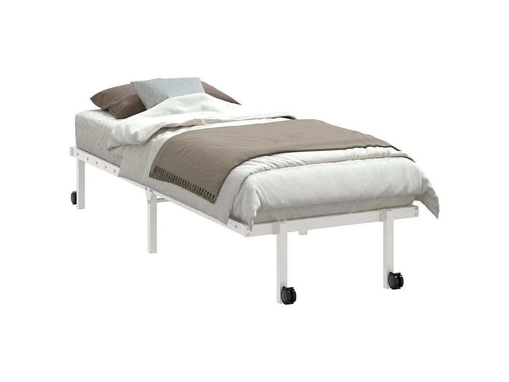 Bedframe zonder matras opvouwbaar 75x190 cm staal wit