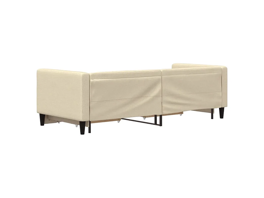 Tagesbett Ausziehbar mit Schubladen Creme 80x200 cm Stoff