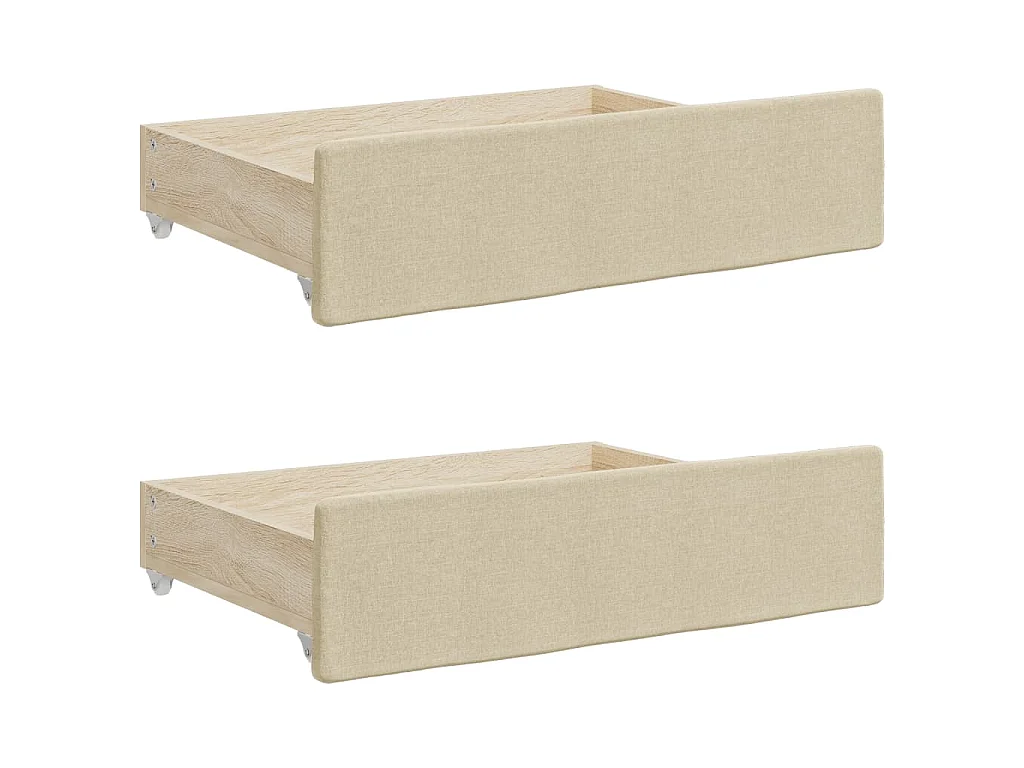 Tagesbett Ausziehbar mit Schubladen Creme 80x200 cm Stoff