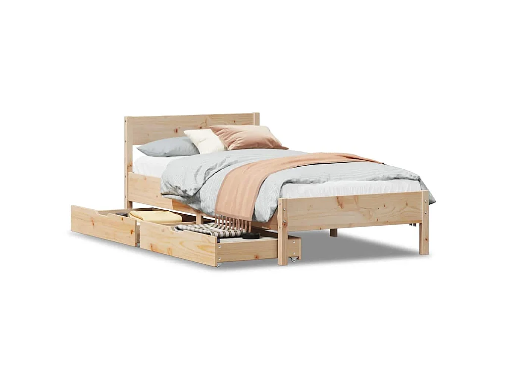 Bedframe zonder matras massief grenenhout 75x190 cm