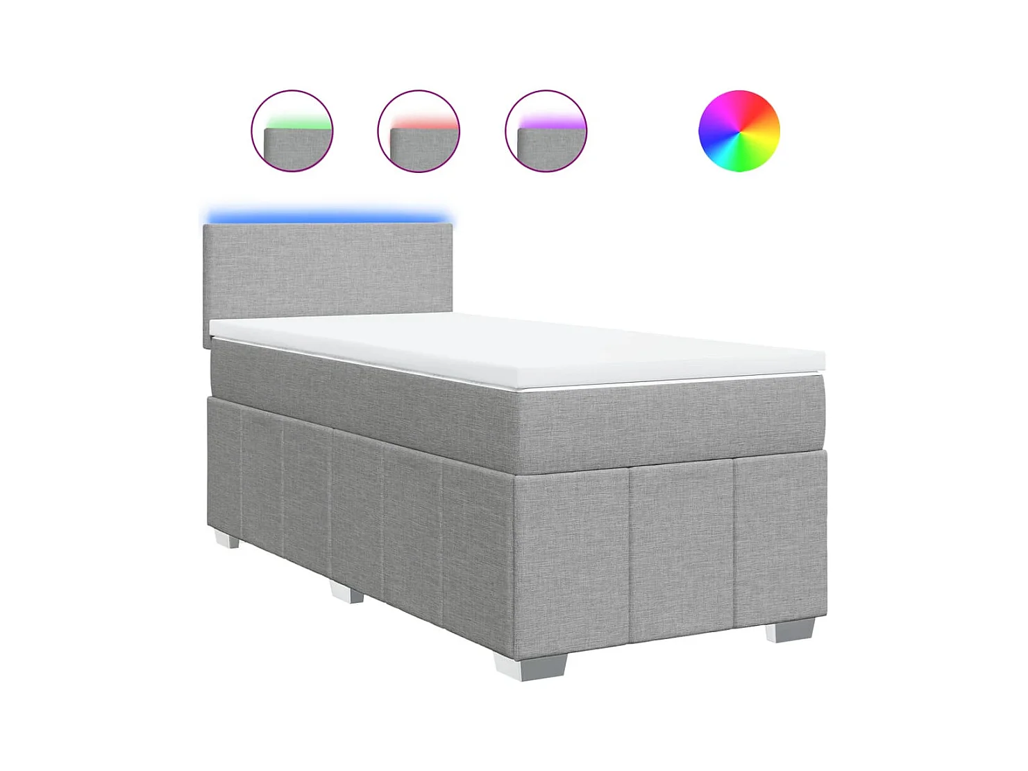 Sommier à lattes de lit avec matelas gris clair 80x200 cm tissu